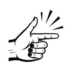 Obraz premium Hand pointing to the right side with exclamation mark