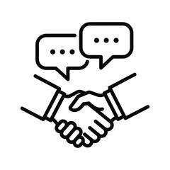 Handshake and conversation between two people