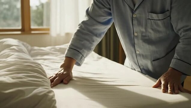 Making the Bed - A Morning Routine of Comfort and Order.