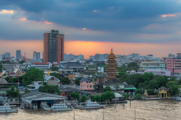 View of the city of Bangkok, Thailand, with its architecture that is both modern and more...