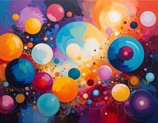 Colorful abstract artwork of overlapping circles and vibrant colors
