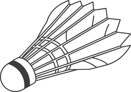 Black and white badminton racket with detailed feather strings sports equipment detailed strings