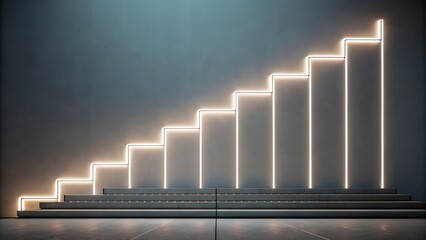 Modern staircase with glowing steps leading upwards