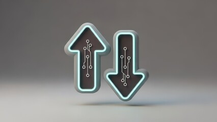 Two arrows pointing down, one pointing left and the other pointing right