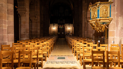 Christmas time and decorations in churchf S&eacute;lestat in Alsace, France on December 20th 2025