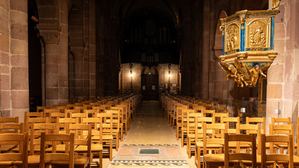 Christmas time and decorations in churchf S&eacute;lestat in Alsace, France on December 20th 2025