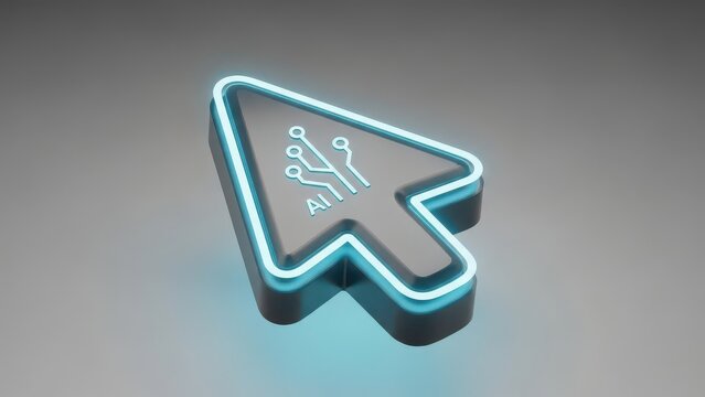 Blue and silver computer mouse with a blue arrow pointing to the word "algorit