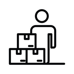 Person standing behind stacked boxes