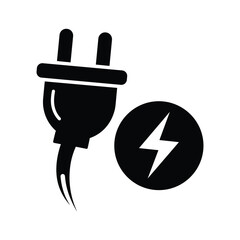 Electric plug with lightning bolt symbol