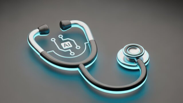 Medical device with a blue and silver color scheme and the word AI on it