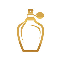Elegant Golden Perfume Bottle with Atomizer Icon.
