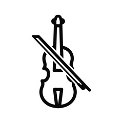 Black silhouette violin and bow on white background © Jahidul