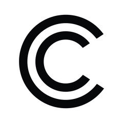 Black Copyright Symbol Isolated White Background