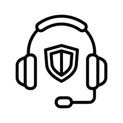Headset with shield icon secure communication