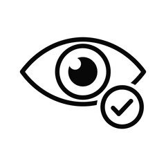 Eye with check mark icon simple illustration