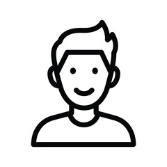 Simple line art illustration of a smiling man