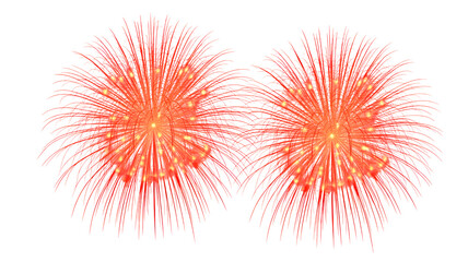 Obraz premium Vibrant Red Fireworks Bursting Against Dark Night Sky