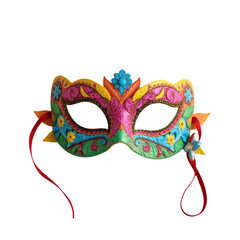 Colorful decorative mask displaying vibrant patterns cultural event studio setting close-up artistic concept