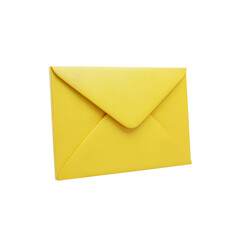 Bright yellow paper envelope shown from above with folded flap against transparent background