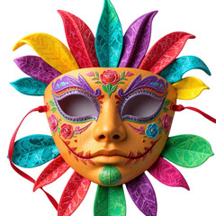 Vibrant festival mask display cultural event art design bright colors close-up view celebration spirit