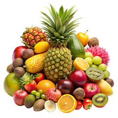 Tropical Fruit Cluster Isolated on White Background