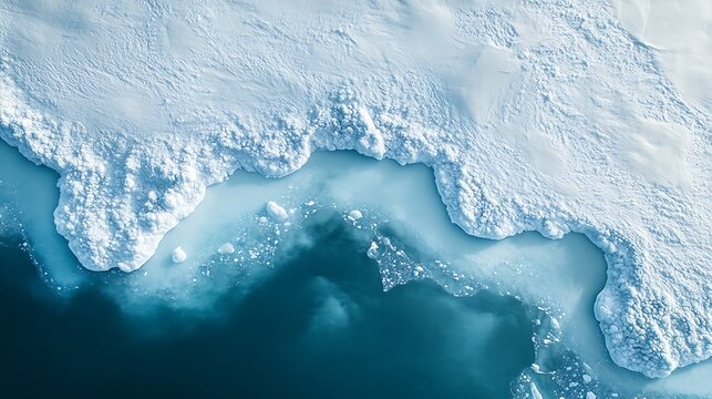 Aerial view of a stark and beautiful glacial landscape in the arctic region