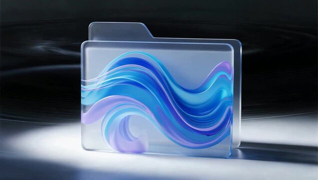 Transparent folder with colorful wave design