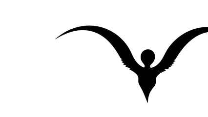 Elegant vector silhouette illustration of a winged figure,symbolic of freedom and inspiration