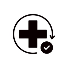 Obraz premium Medical cross with checkmark and circular arrow