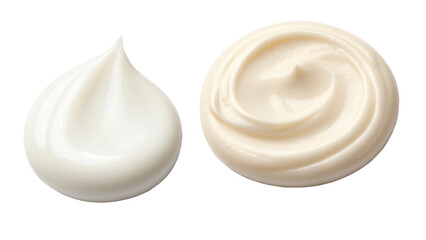 White cream cosmetic product dollops on black background
