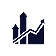 Financial growth chart with upward arrows representing business success and progress.