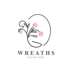 Wreaths Flower logo design botanical. Boutique, Spa, and wedding