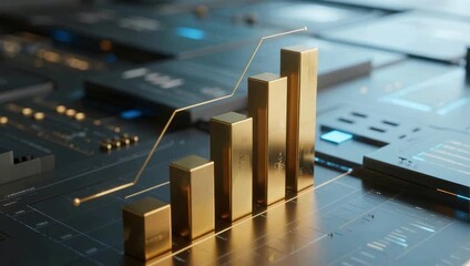 Golden bar graph on digital interface - Powered by Adobe