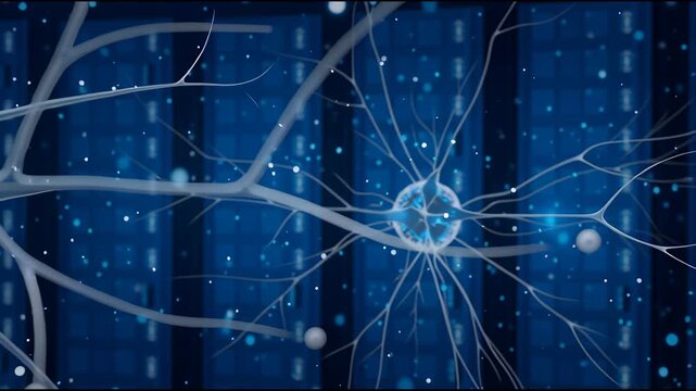 Artificial intelligence concept with glowing blue AI chip