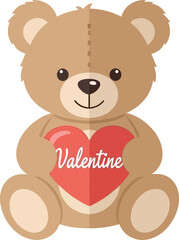 Obraz premium Adorable Teddy Bear Holding Heart-Shaped Valentine's Day Card.