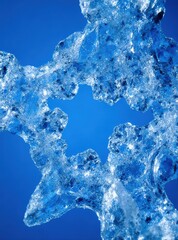 Abstract Ice Star with Crystalline Texture on Deep Blue Background &ndash; Winter Wonder for Holiday, Design & Creative Projects