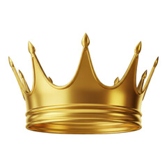 Golden crown on isolated transparent background symbolizing royalty and power