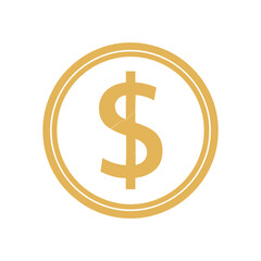 Golden Dollar Coin Symbol Illustration.