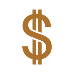 Golden Dollar Sign Symbol Representing Money and Finance.
