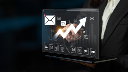 A dashboard for tracking email marketing analytics. The growth chart visualizes the campaign's performance, open rates, and success in reaching business targets. Fermion