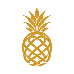 Golden Pineapple Silhouette - Tropical Fruit Icon with Geometric Pattern.