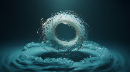 Ethereal Jellyfish with Flowing Tentacles and Bioluminescent Glow in Deep Ocean