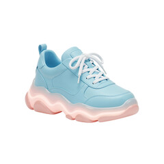 Light-up sneakers glowing with pink and blue hues on a clean isolated background transparent background