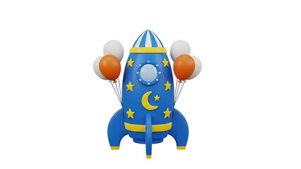 Obraz premium Celebratory rocket with balloons
