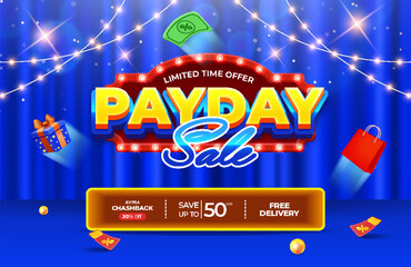 Payday Discount Sale Banner with Gift and Shopping Icons