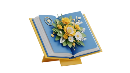 Open book with floral arrangement