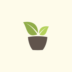 Tree logo icon. Vector illustration of plant in a pot