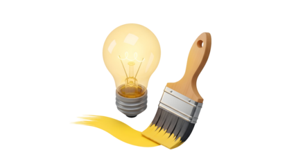 Illuminated idea with paintbrush