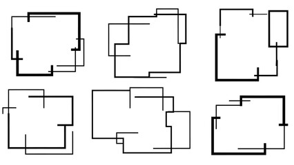 Abstract Geometric Shapes Compositions Minimalist Design Elements.