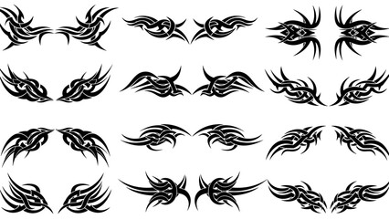 Collection of Tribal Tattoo Designs and Ornaments.